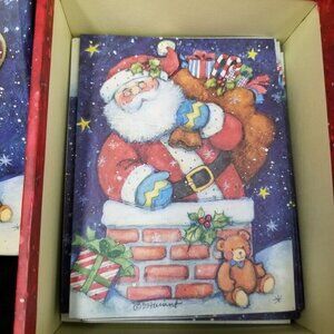 Vintage Susan Winget Holiday Santa Christmas Cards 3D Box Qty 15